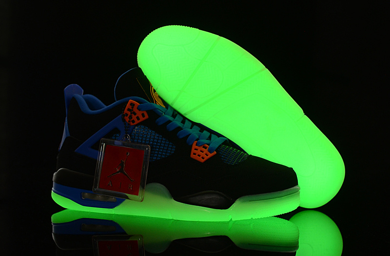 Air Jordan 4 Men Shoes Lime/Black/Blue Online
